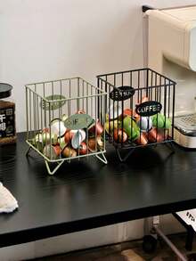 Large Capacity Black Metal Wire Coffee Capsule Storage Basket, Suitable For Kitchen Countertop, Office, Coffee Bar Accessories, Creamer And Syrup Storage - Multicolor - View 4