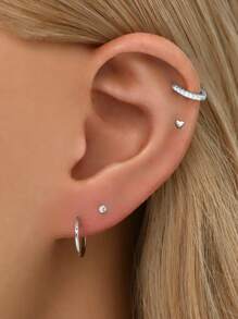 1pair Mini Tiny Gold Heart Stud Earrings, Hypoallergenic 925 Sterling Silver Stud Earrings, For Women Daily Wear