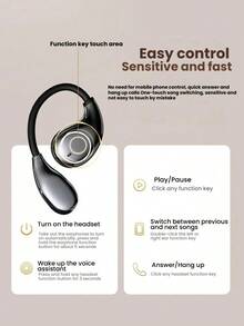 Lenovo TA340 空氣感開放式耳機 掛耳式跑步健身必備 藍牙5.4電競吃雞 久戴不痛 - 黑色 - 查看 6