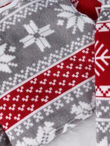 Chatreadl 女童2件套可爱休闲圣诞雪花双面印花图案圆领毛绒保暖套装适合秋冬套装 - 彩色 - 查看 4