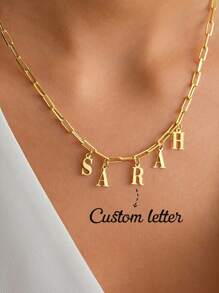Collar personalizado con inicial de nombre en forma de gota de óleo de colores, collar de acero inoxidable con piedra natal, collar con dije de clip de papel, regalo para ella en Navidad/Día de San Valentín
