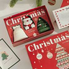 1pc Christmas Scented Candle Set, Christmas Scented Candle Gift Box, Creative Handmade Decor, Candle Holder Set, Suitable For Autumn, Festivals, Christmas, Winter, Room Decor, Gifts, Christmas Element Shaped Candles, Cute Fragrance Candles