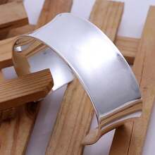 Vòng tay lắc tay bản rộng mạ bạc Sterling 925 trơn nhẵn thời trang sang trọng dành cho nữ, quà tặng sinh nhật, tiệc cưới, Giáng sinh - bạc - Xem 3