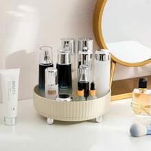 Bandeja Organizadora De Perfumes De Maquillaje, Giratoria De 360 Grados, Organizador De Loción Para El Cuidado De La Piel, Organizador De Cosméticos Giratorios Para Tocador, Tocador, Encimera - Beige - View 2