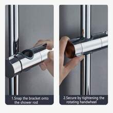 1set Shower Set Shower Head Holder, Slider Bar Adjustable Shower Head Holder For Slide Bar Slider Clamp Bathroom Replacement, Rotatable Sprayer Holder