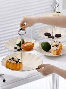 Multi-Layer Snack Tray, Detachable Fruit Plate, Cake Stand, Candy Dish, Suitable For Living Room Coffee Table, Wavy European Minimalist Luxury Fruit Plate, Cake Stand, Dessert Table, Dry Fruit Tray, Creative Fruit Plate, Minimalist And Fashionable - Multicolor - View 4
