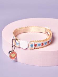 PETSIN 1pc Embroidered Fruit (Apple/Cherry) Pattern Pet Collar With Bell For Cats And Small Dogs, Adjustable With Buckle