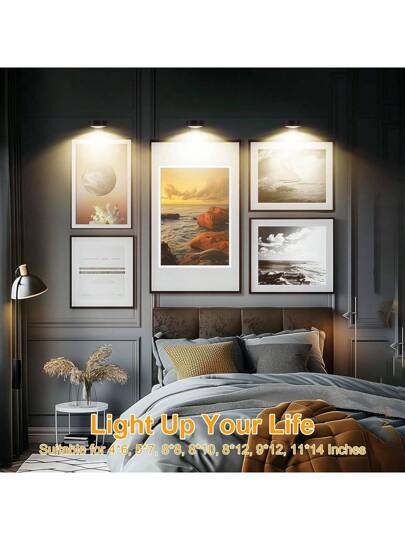 6/3/1pc Led Picture Verlichting Battery Operated, Wireless Painting Light, Wand Lamp Magnetic, Spotlight, Display Spotlight Remote Dimmable, Lighting Modes Art Frame Artworking Portrait, ative Puck Lights 150mAh Control view 7