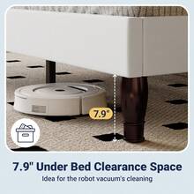 Estructura de cama tamaño completo con cabecero de terciopelo ajustable tipo tiara, cama de plataforma tapizada con botones de diamante acolchados, soportada por listones de madera, sin necesidad de caja de resortes, color blanco - Blanco - Ver 8