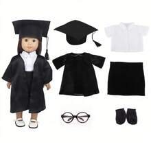 1 set de regalo de graduación para muñeca de 18 pulgadas, incluye vestido, gafas de muñeca, calcetines y zapatos, es un regalo de moda y popular para niños, para ocasiones festivas y cumpleaños