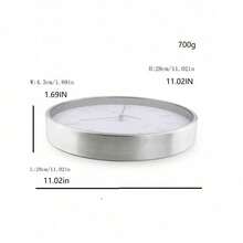 11-Inch Brushed Aluminum Wall Clock, Stylish & Minimalist Design Suitable For Living Room, Bedroom, Lobby, Office, Dining Room, Meeting Room, Quiet & Fashionable, Blending Modern And Retro Charm - Silver - View 4