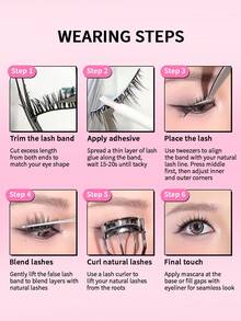 5 对猫眼假睫毛仿貂皮睫毛自然纤细睫毛浓密柔软蓬松睫毛末端加长效果化妆条睫毛，睫毛，睫毛，假睫毛