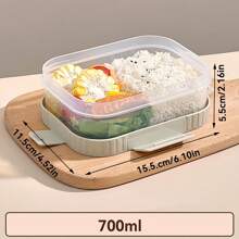 Large Capacity Transparent Plastic Compartment Lunch Box With Handle, Portable Sealed Leak Proof Bento Box, Multi Grids Fruit Salad Lunch Container, Microwave Heated Divided Food Storage Box, Suitable For Student And Adult Use In School, Office, Outdoor Camping, Picnic, Travel