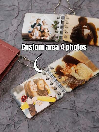 Album photo acrylique personnalisé 4 photos, breloques de sac à main personnalisées, porte-clés photo personnalisé, photos d'art familial/couple/personnel personnalisables, porte-clés pour femmes/hommes, porte-clés pour enfants, Saint-Valentin, anniversaire, décoration, petite amie, étudiants, mère, cadeaux uniques