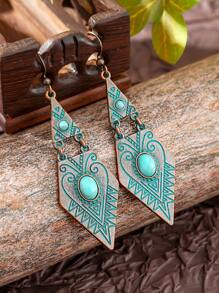TopHanqi 1 paire de boucles d'oreilles pendantes bohèmes, incrusté de rubis artificiels, design géométrique à double couche de losange, convient pour le port quotidien des femmes, les fêtes, les rassemblements, les déplacements, polyvalent pour toutes les saisons