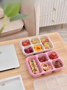 1pc Lunch Box, Portable 5-Compartment Food Sealed Container With Lid, Leak Proof Food Storage Box, Bento Box For Back To School, Class, College, Office, Camping And Picnic, School Supplies, Kitchen Organizers And Storage, Kitchen Accessories - Multicolor - View 9
