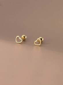 1 Pair Hollow Heart Ear Studs Twist Screw Ear Cuff