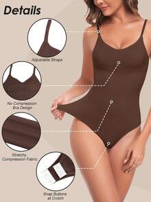 Aaseow Women's Shapewear Bodysuit, Slimming Tights Seamless Shape Waist Slimming Backless Thong Or Briefs Shapewear Bodysuit - Brown - View 3
