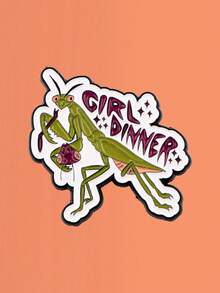 1 件装卡通英文名言螳螂胸针徽章服装背包配饰别针