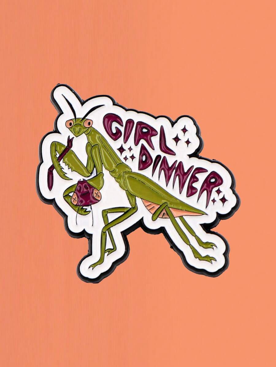 1 件装卡通英文名言螳螂胸针徽章服装背包配饰别针