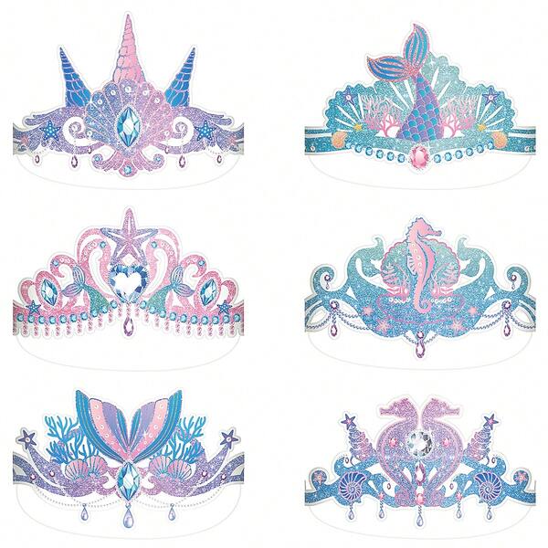 Meerjungfrau Partyhüte, Papier Meerjungfrau Haarreifen, Meerjungfrau Kronen, Meerjungfrau Party Geschenke, Unterwasser Party Zubehör