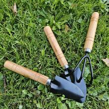 Personalized Garden Tools Gift Wood Set For Gardener, Housewarming, Mom, Wife, Grandmother - Includes Shovel, Rake, & Trowel Complete Set - Wood Color - View 3