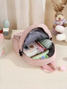 1 PIEZA Mochila infantil personalizada bordada, nombre bordado, múltiples colores y tipos de letra, mochila de osito, colores bordados disponibles, texto bordado mochila de jardín de infantes, mochila de regreso a clases, oso de peluche de dibujos animados - Multicolor - Ver 4