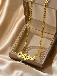 1PC Customized 316L Stainless Steel Name Necklace, Bohemian Style Custom Atomized Letter Pendant, Thick Cuban Chain, Men's And Women's Jewelry, Perfect For Weddings, Thanksgiving, Christmas Gifts ﻿ - Style 4 - View 6