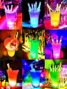 7L LED Lighted Party Ice Bucket With Long-Lasting Color Changing, Perfect For Wine And Champagne, Changes To 7 Colors - White - View 5