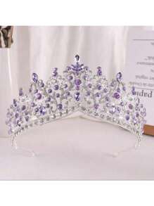 1 pièce Couronne en alliage de strass en verre de goutte d'eau à la mode, convient pour les femmes à porter lors de mariages, vacances, anniversaires et fêtes