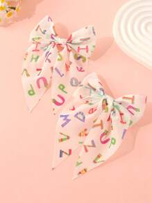 6pcs Girls' Minimalist Casual Back To School Wish Design Colorful Letter & Butterfly Hair Clips