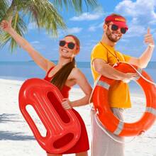 4-teiliges Rettungsschwimmer-Kostüm-Set - athletischer Stil verstellbarer Hut, aufblasbarer Rettungsring, Pfeife und Erwachsenen-Schwimmbrille - geeignet für Poolpartys, Halloween, Karneval - hervorragend für Maskenball und Rollenspiele