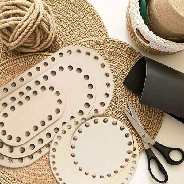 5pcs Wood Crochet Basket Bases, Blank Round & Oval Crochet Basket Frames, DIY Wood Bottom Crochet Basket Holders, Crochet Baskets, Natural Wood Baskets, Crochet Wood Surfaces, Suitable For DIY Handicrafts, Handmade Storage Baskets And Weaving Tools, Fabric Strips, Woven Baskets, Handmade Crochet, Handmade Woven Basket Kits, Home Decor