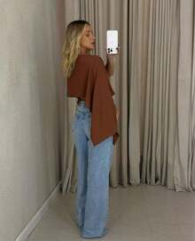 Boho Chic Blouse With Internal Bandeau Top Women's Multi-Form Cape - Rỉ Nâu - Xem 4