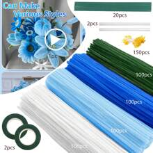 Juego de limpiapipas de 400/525/575 piezas con video tutorial, perfecto para hacer flores, chenilla para trabajos manuales, arreglos florales artificiales, regalos del Día de San Valentín y del Día de la Madre