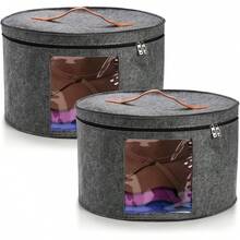 SOUJOY 2 Pack Hat Storage Boxes, 42cm/16.5 Foldable Stackable And Portable Felt Organizers Cowboy Hats, Caps,Save Closet Space And Multi-Use Home Bin