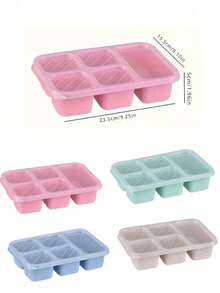1pc Lunch Box, Portable 5-Compartment Food Sealed Container With Lid, Leak Proof Food Storage Box, Bento Box For Back To School, Class, College, Office, Camping And Picnic, School Supplies, Kitchen Organizers And Storage, Kitchen Accessories - Multicolor - View 2