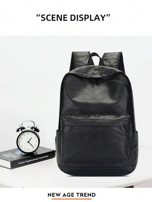 Stylish Outdoor Work Office Large Capacity Backpack With Inner Zipper Pocket, Computer Compartment That Can Hold Laptop For Men, Gift For Him School Backpack Black Backpack Laptop Bag Casual Daypack Leather Backpack Travel Backpack Gifts For Men Valentine Gift