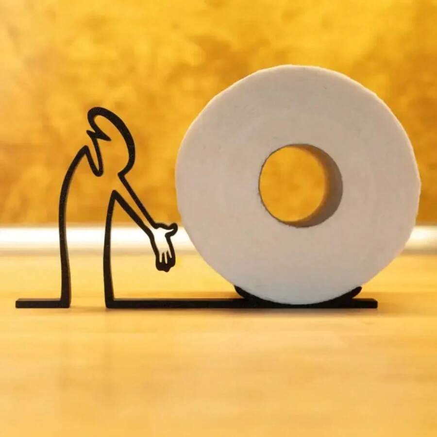 Portarrollos de papel minimalista y práctico, decoración de impresión 3D, elegante soporte de papel higiénico, soporte de pañuelos divertido y humorístico - Blanco - Ver 1