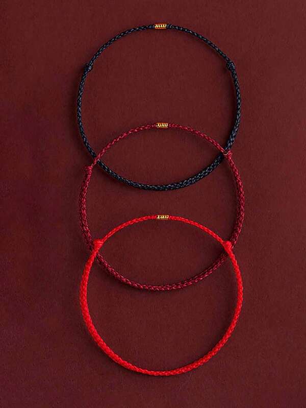 1pc Fashionable Woven Lucky Red String Bracelet, Unisex Couples Style, Handmade Simple Versatile Bracelet, Suitable For Daily Wear, Parties, And Birthday Gifts For Friends, Multiple Colors Available