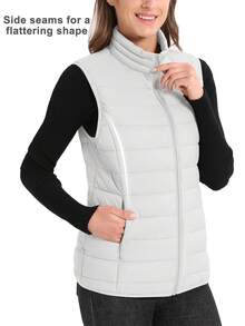 Cavva Women's Lightweight Vests Jacket Water Resistence Soft Sleeveless Warm Jacket Hiking Camping Running Outdoor - 白色 - 查看 4