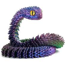 3D Printed Snake Figurine With Movable Joints - Colorful Home/Office Desktop Decor Sculpture, Suitable For Room Decoration, Halloween, Christmas, Thanksgiving Gift (Random Eye Style)