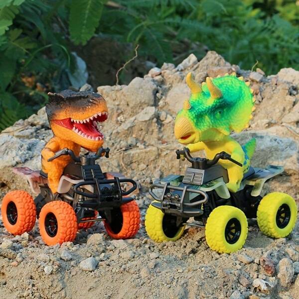 1 pièce Voiture-jouet à inertie - Véhicule tout-terrain dinosaure coloré, en plastique durable, fonctionnement manuel, idéal pour les jeunes, jeu imaginatif | Voiture-jouet vibrante | Construction colorée, jouets de dinosaure