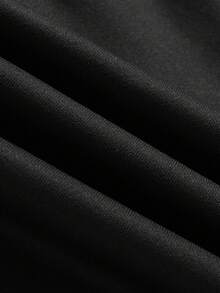 Men's Casual Sports Sweatshirt - Solid Color, Long Sleeve, Knit Fabric, H-Fit, For Hiking & Outdoor Activities, Polyester, Round Neck, Athletic Style Top For Fall/Winter Season Black Spring - Black - View 7