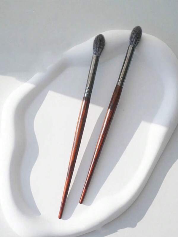 2 piezas Pinceles de maquillaje con efecto tie-dye de llama, pinceles de fibra imitación de madera de palosanto para resaltado y contorneado de sombras de ojos y contorno de nariz