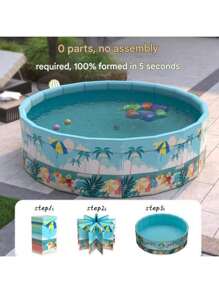 حمام سباحة دائري للعائلة بطراز استوائي - مصنوع من البولي فينيل كلورايد متين ، بدون حاجة للنفخ ، قابل للطي للتخزين السهل ، مثالي لحفلات الحديقة والأنشطة الداخلية ، بتصميم أشجار النخيل الزرقاء ، حمام سباحة للترفيه ، تأثيرات صيفية ، حمام سباحة متين من البولي فينيل كلورايد، طفايات حمام السباحة
