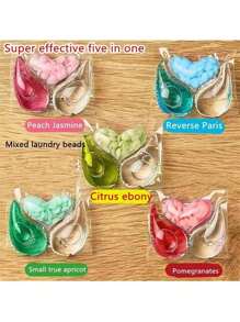 Contas de lavanderia 3 em 1 com fragrância de cores aleatórias, contas de lavanderia de alta gramatura, 4 g por conta, contas de lavanderia 3 em 1 com fragrância de longa duração, amaciante de tecidos, antibacteriano e desodorizante, contas de detergente de lavanderia concentrado para lavagem doméstica