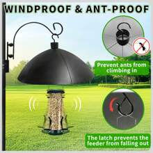 18 英寸防松鼠挡板，用于保护喂食器和鸟舍，PP 悬挂式浣熊和松鼠防护罩，带防风牧羊钩，户外悬挂式鸟舍防护罩