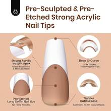 Beetles Tipex Instant Apex Press On Nail Tips: 480PCS Pre-Building Brown Long Coffin French Tip Press On Nails False Nails 12 Sizes Gel Nail Tips-Thick Acrylic Nails Flat Nails - Z-brown Long Coffin - View 4