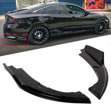 Smooth Black Left Rear Bumper Distributor Diffuser Valence Lower Spoiler Lip Bumper Splitter Apron Suitable For 2016-2019 Civic 4-Door Sedan Models